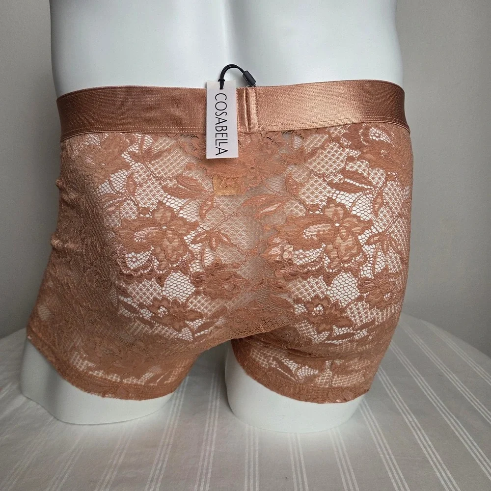 Cosabella Men's Designer Lace Trunks Floral Stretch Underwear New Classic Brown